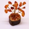 Mini árbol de piedras preciosas sobre base de madera - Cornalina (15 piedras)