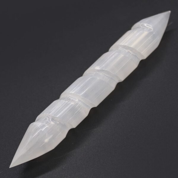 Varita Espiral de Selenita - 16 cm (Ambos extremos punta)